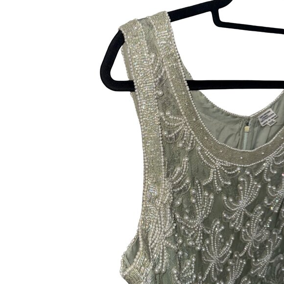 Scala Couture Vintage 80s Beaded Seafoam Green Cocktail Dress Sz XXL - Picture 2 of 15